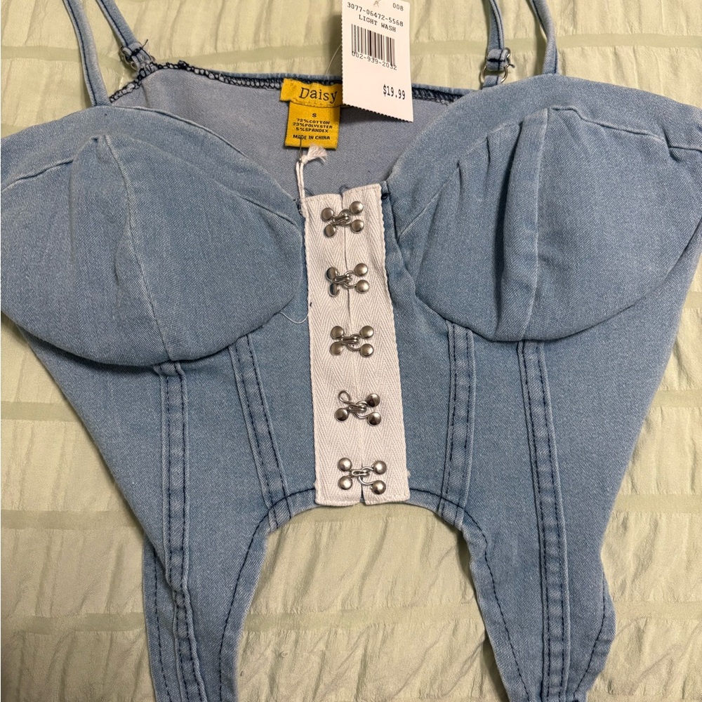 Daisy Light Blue Denim Corset Top